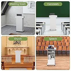 Qriocioa Podium Stand with Wheels Wooden Lectern