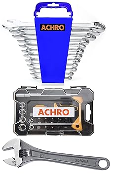 ACHRO N-937 Tool Kit Set for Home/Workplace/Industry Contains Combination Spanner Set, Adjustable Wrench and Screwdriver Set (Pack of 37 Pieces Tool Kit Set for Home)