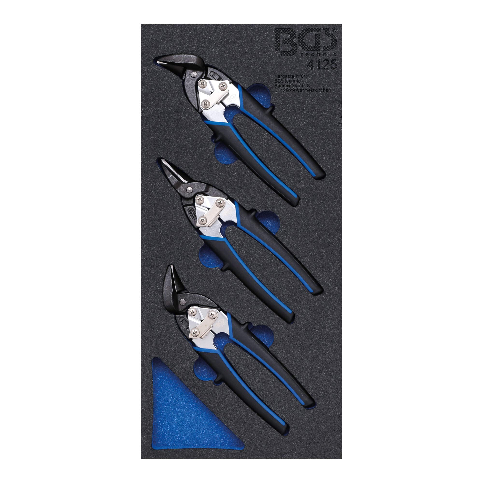 BGS 4125 | Tool Tray 1/3: Stubby Bodywork Metal shears | 3 pcs.