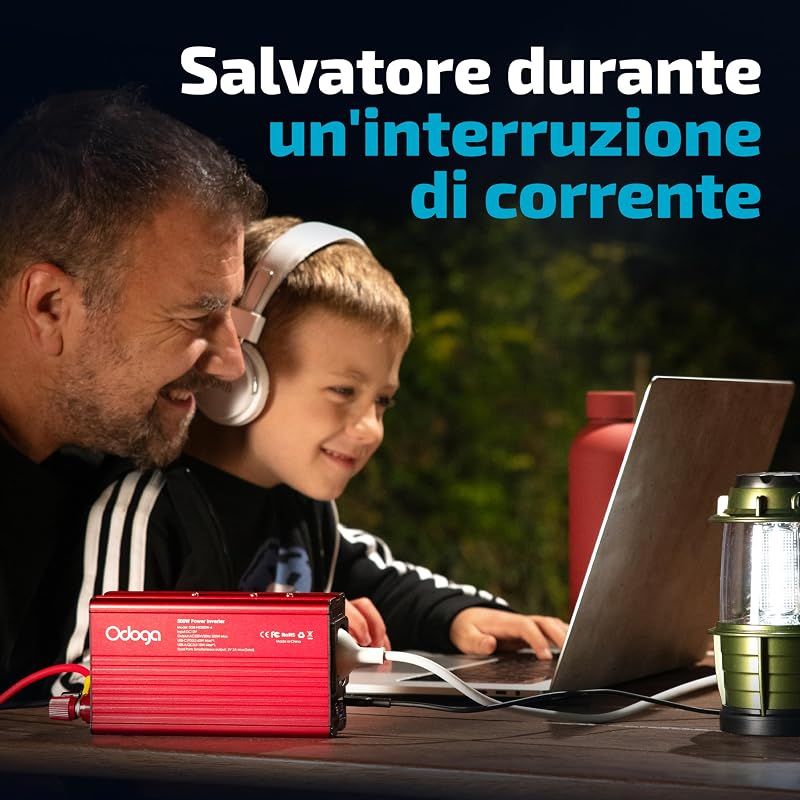 Inverter Auto 12V 230V 500W Odoga – Convertitore Presa Accendisigari