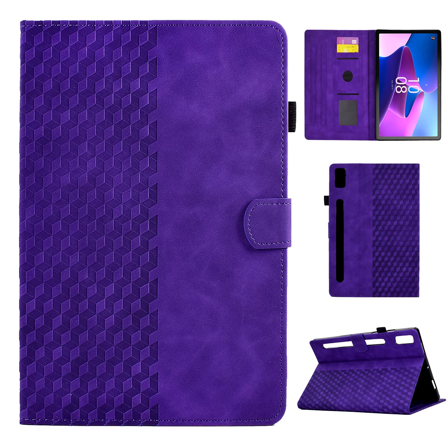 CASAFUNY Case for Lenovo Tab P11 Pro 2nd 2022 11.2 inch, PU Leather Tablet Protective Case TB132FU/TB138FC Multi-Angle Stand Cover Case with Auto Sleep/Wake for Lenovo Tab P11 Pro (2nd Gen), Purple