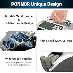 PONNOR Money Counter Machine with Value Bill