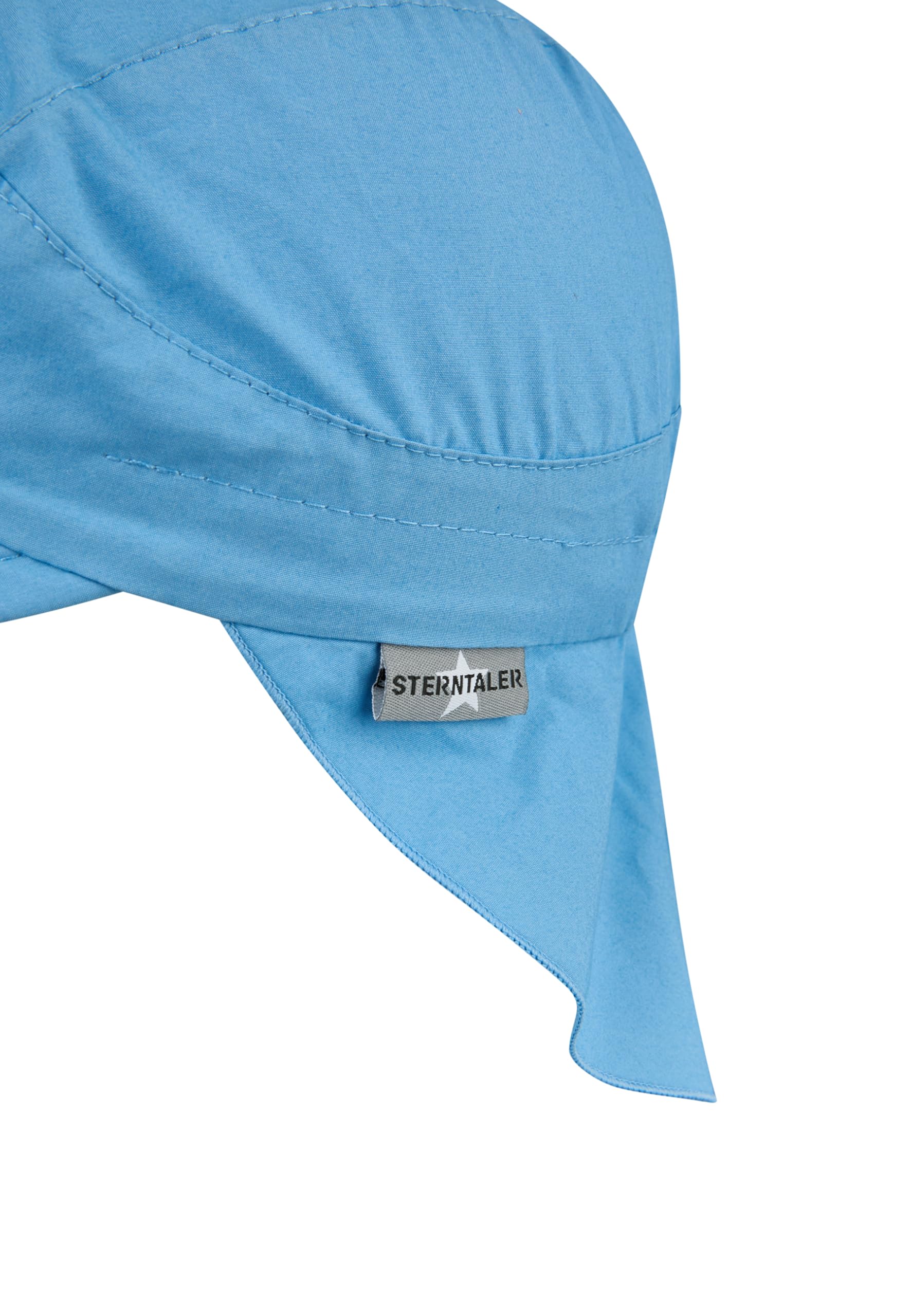 Sterntaler Schirmmütze Nacken Basic - Unisex Baby- und Kinder Mütze mit Nackenschutz, Ohrenklappen und Bindeband - UV-Schutz 50+ Hut aus Popeline (Bio) - Sommer Kopfbedeckung - samtblau, Größe 43 4