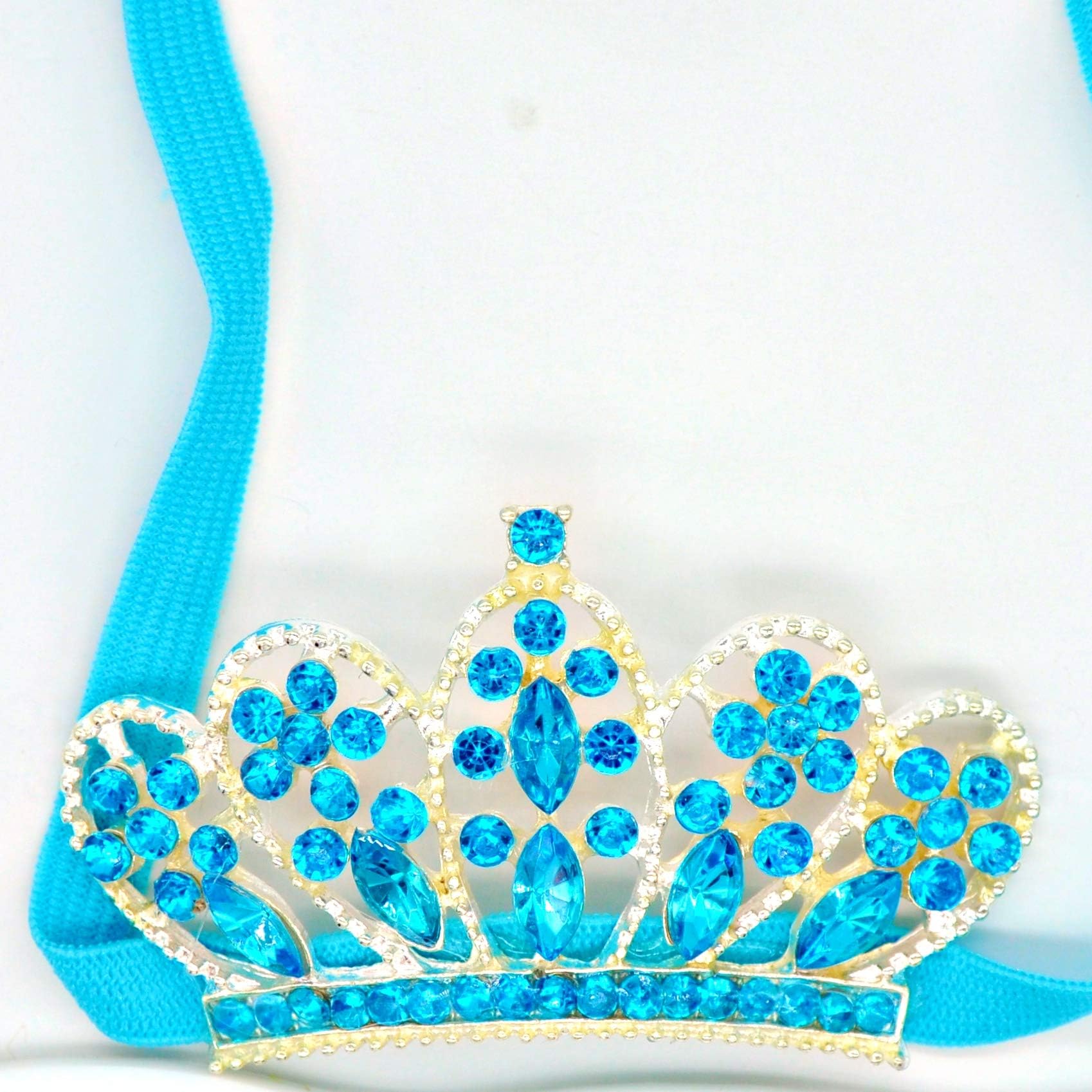 ELSANOA Girl Fancy Blue Princes Tiara With Rhinestone Crystals. Beauty Hairband. SKU 1078