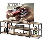Aquzee 85 inch TV Stand, Entertainment Center for 70 75 80 85" TV, 75.2" Wide Wood Television Console Table for Living Room Bedroom Gaming Room, Rustic Brown
