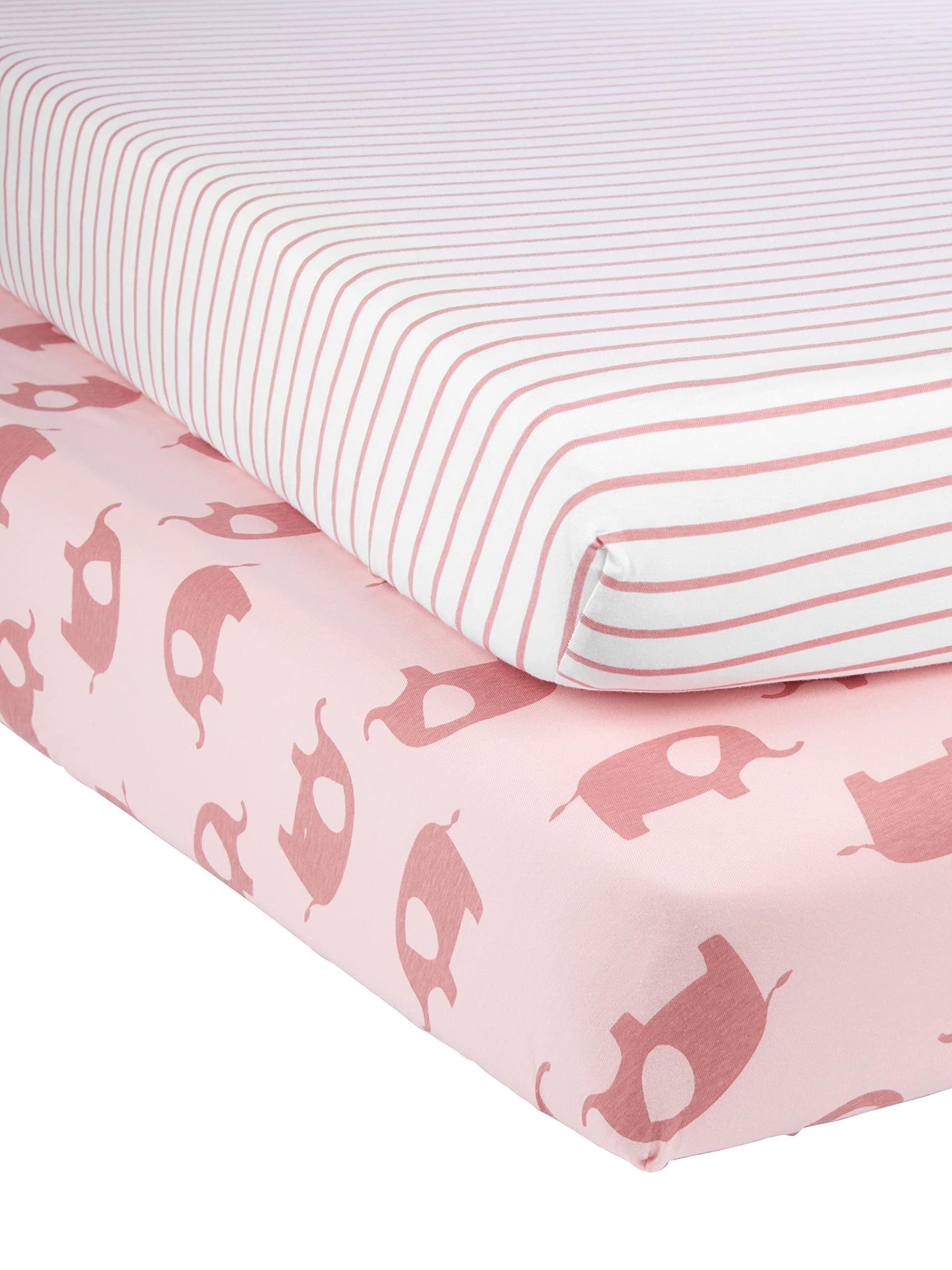 Simple Joys by Carter's Unisex Kids' Cotton Crib Sheets Baby Costume, Pack of 2, Elephants/Stars, One Size
