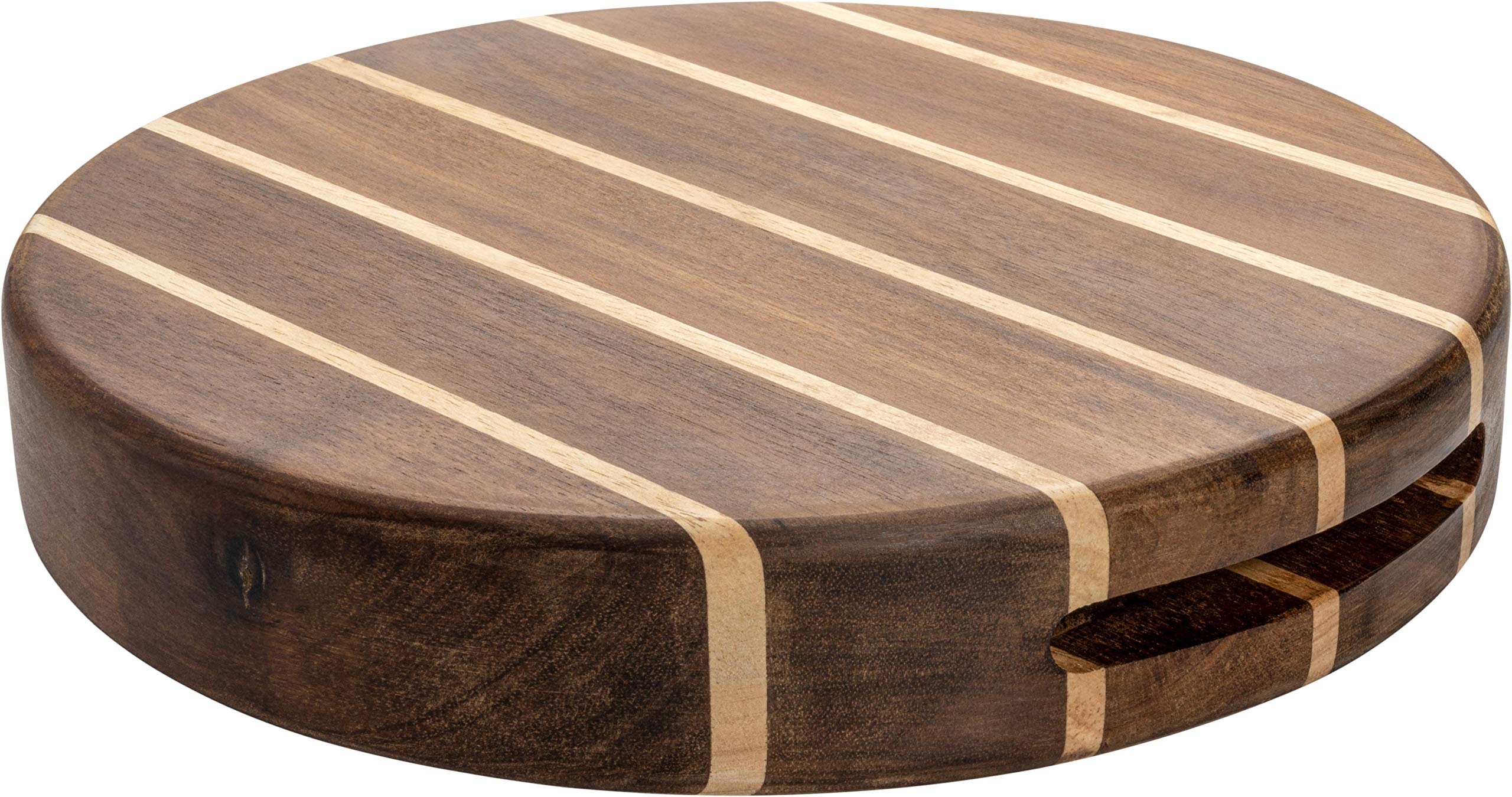 Rockingham Forge Round Multi Wood Chopping Board 25cm – End Grain Cutting Board for Kitchen, Cooking & Serving Pizza, Cheese, Bread & Charcuterie – Durable Acacia & Rubberwood Chopping Block