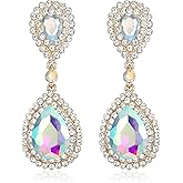 BriLove Women's Fashion Wedding Bridal Crystal Teardrop Infinity Dangle Earrings