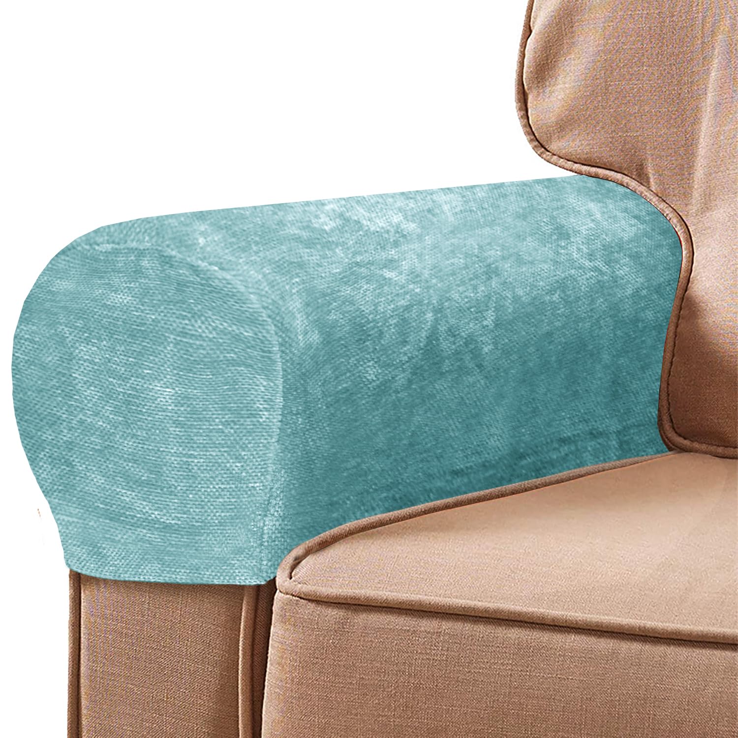 NEKOSUKI 1 Pair Arm Rest Covers Set, Chenille Arm Covers for Chairs and Sofas Anti-Slip Couch Armrest Covers with Pins, Furniture Armrest Protector for Sofa Couch Chair (Sky Blue)