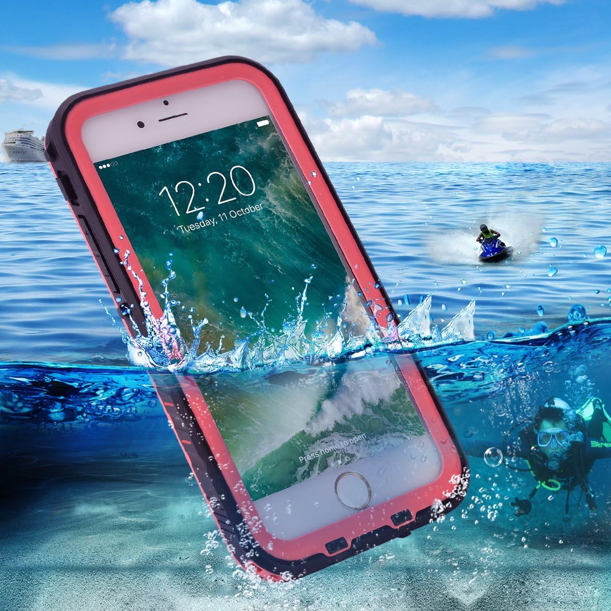 BuySShow Waterproof iPhone 7 plus Case Full Sealed Dust-proof Anti-shock Anti-impact Anti-Scratch for iPhone 7 plus (iPhone 7 plus Case (Pink))
