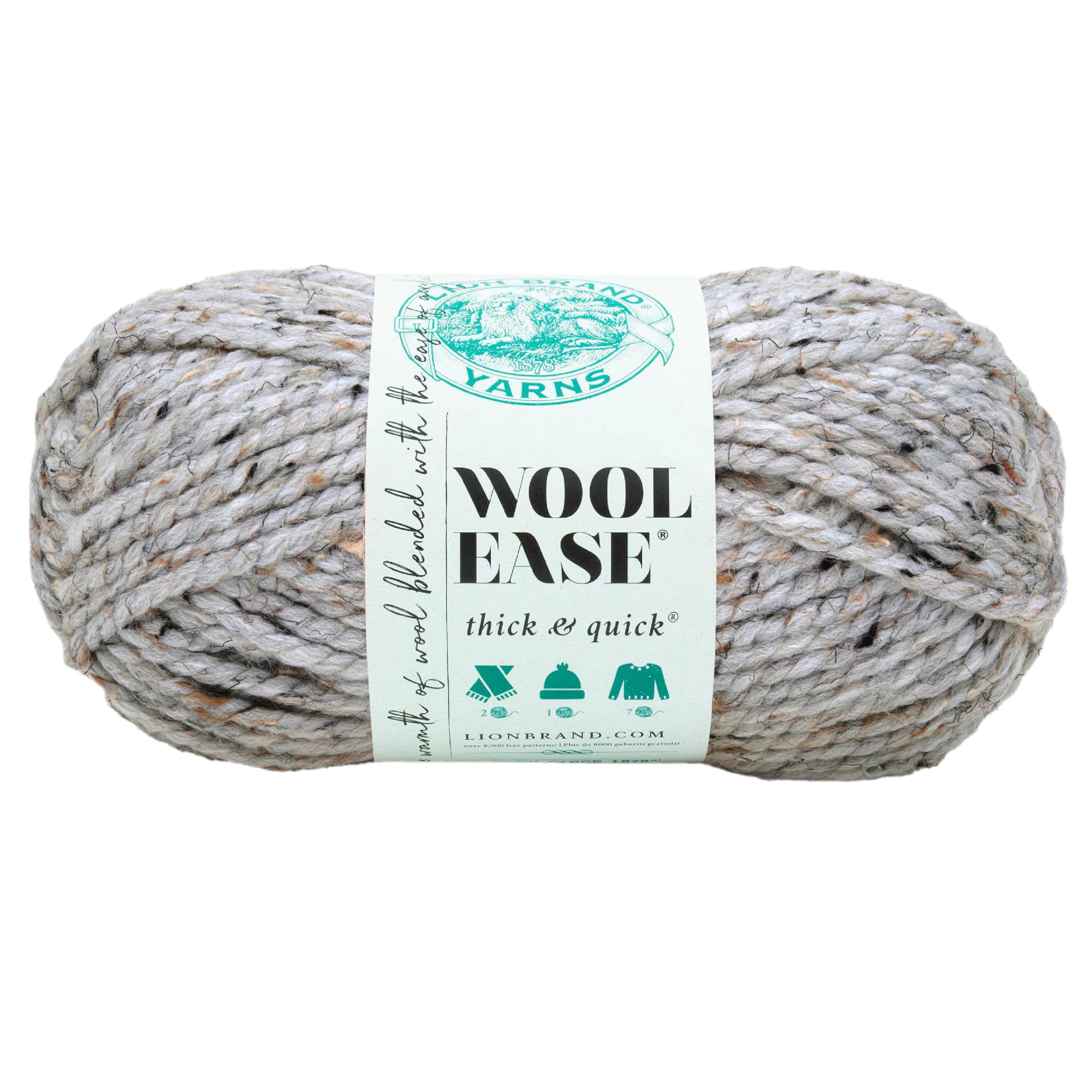 Lion Brand Yarn Company 1-Piece Wool-Ease Thick and Quick, Grey Marble — image 1
