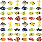 48 Pieces Tropical Fish Figure Play Set, Tropical Fish Party Favors, Assorted Plastic Fish Toys, Sea Animals Toys for Kids, 1