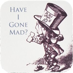 3dRose CST_110410_2 Mad Hatter Have I Gone Mad Alice in Wonderland-Soft Coasters, Set of 8