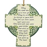 WODORO Irish Crest Ornament, Irish Ornament, Celtic Christmas Ornaments Tree Decorations, Rear View Mirror Car Hanging Accessories, St Patrick Day Shamrock Irish Flag Irish Cross Irish Gifts (07)