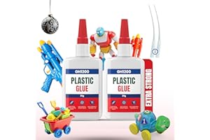 GH1200 2 Pack Super Glue for Plastic, Fast Setting Plastic Glue Heavy Duty for Bonding Toys, Crafts, DIY & More, Crystal Clear & No Stain Model Glue for Solid Bonds