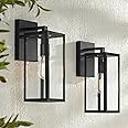 John Timberland Titan Modern Industrial Outdoor Wall Lights Fixtures Set of 2 Mystic Black Metal Damp Rated 14" Clear Glass Exterior House Porch Patio Outside Deck Garage Yard Front Door Home