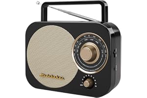 Studebaker Black and Gold Classic Retro Portable AM/FM Radio with Aux Input - SB2000BG