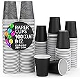 Exquisite Black Paper Cups 9 oz Durable Disposable Cups 100 Paper Tumblers for Hot Drinks and Cold Drinks Thick 280 GSM Hot Cup for Tea & Coffee Cup To Go Fun Colors for Parties & Events