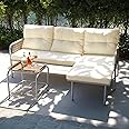 YITAHOME Patio Furniture Set, 3 Pieces Outdoor Wicker Conversation Set, All-Weather Rattan Sectional L-Shaped Sofa Detachable Lounger with Cushions and Coffee Table for Backyard, Porch, Boho - Beige
