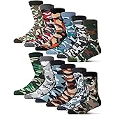 Croloose 12 Pairs Camo Socks for Men Army Casual Crew Socks Military Gift Valentine Camo Lover Gifts for Husband Boyfriend