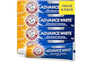 Arm & Hammer Advance White Toothpaste, Clean Mint Flavor, Stain Defense Technology, 6 Ounce (Pack of 4)