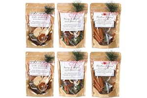 Siifert 6 Pack Christmas Potpourri Simmer Pot Kit, Holiday Stovetop Potpourri, Botanical Air Freshener Sachets, Festive Bowl Filler Decor for Home Fragrance, Housewarming & Hostess Gifts
