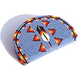 Beaded Coin Purse, Change Purse For Women, Zippered Change Pouch Wallet, Small Leather Pouch, designer key pouch (Cornflower (Feather))