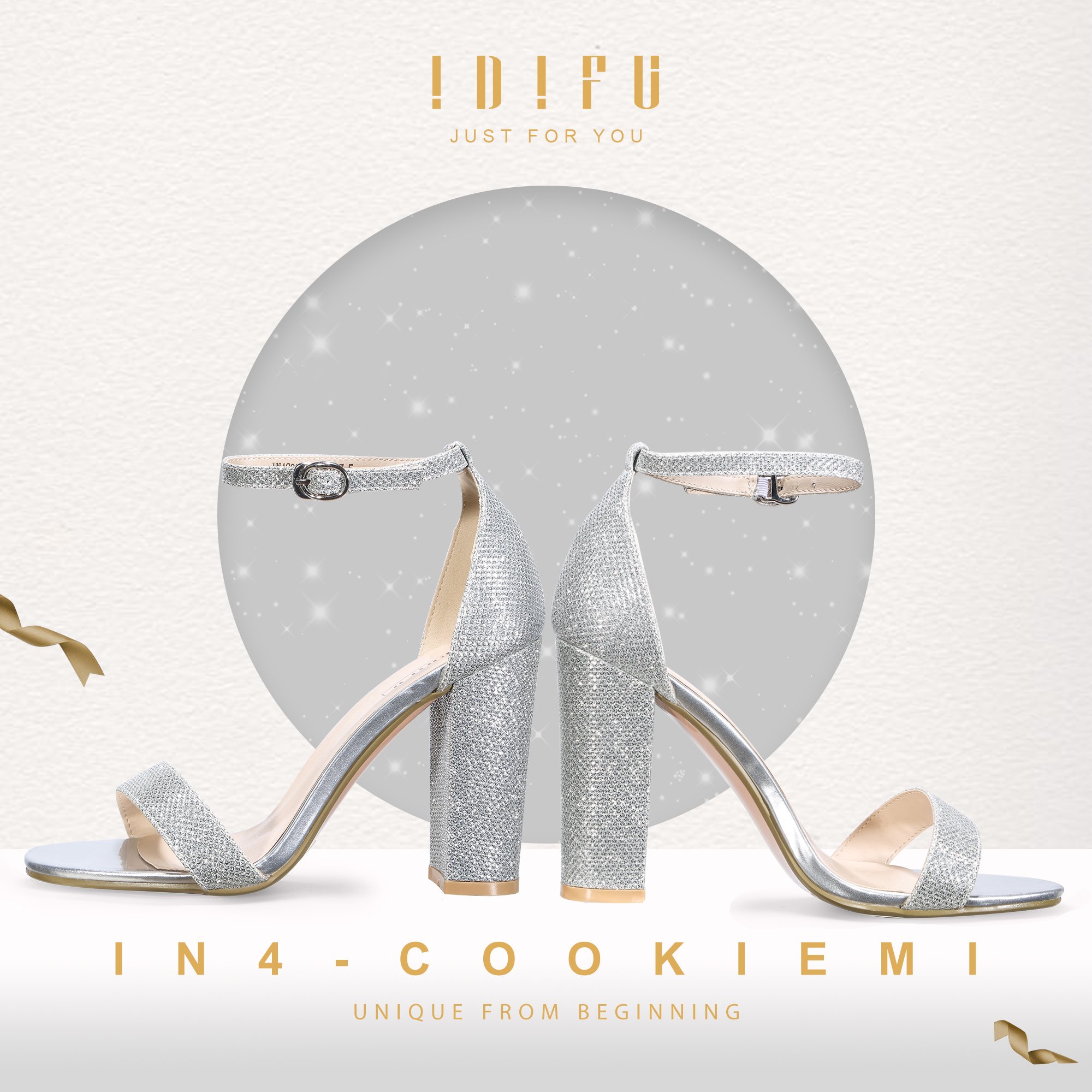 IDIFU Women's IN4 Cookie-HI Chunky High Heel Sandals Open Toe Ankle Strap Wedding Bridal Prom Dress Shoes For Women… - Image 3