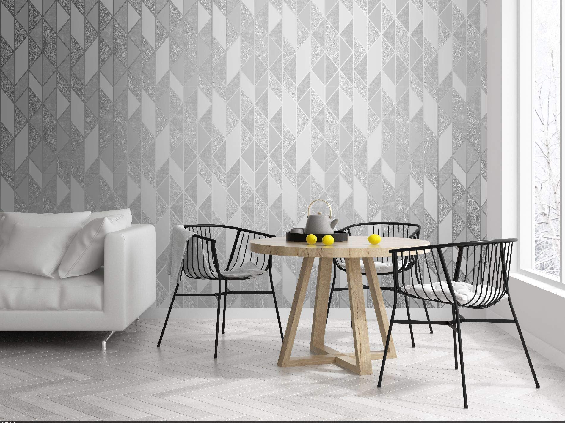 Milan Geo Silver and Grey Wallpaper