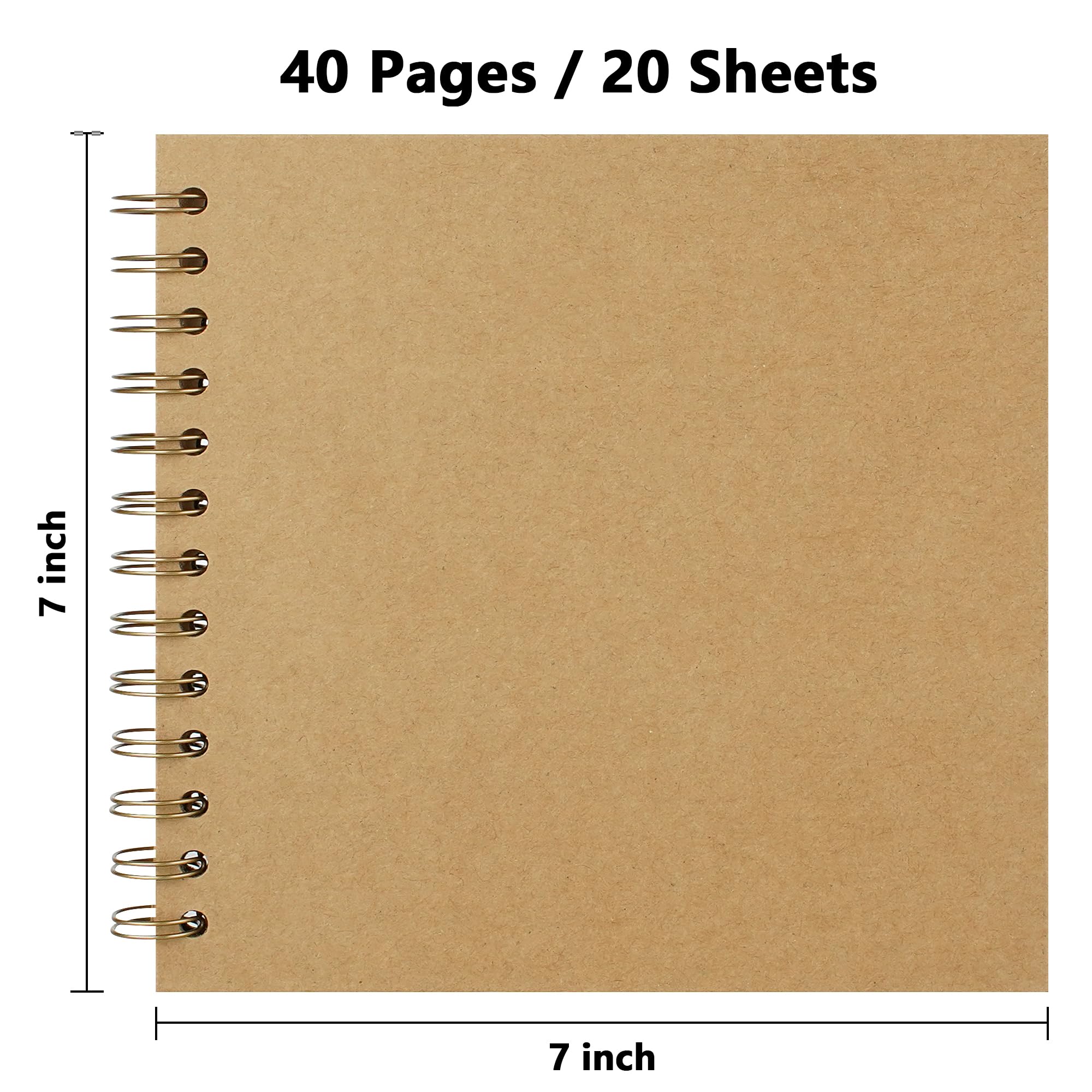 Scrapbook 7x7 Inch DIY Scrapbook Album Hardcover Kraft Paper Scrap Book Photo Albums 40 Pages Perfect for 4x6 / 5x7 Photos Memory Book for Family, Wedding