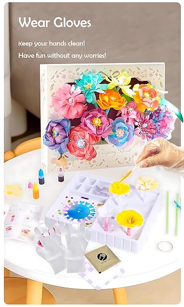 TEHZYORA PAPER FLOWER SCIENCE KITS & CRAFTS FOR GIRLS AGES 8–12 – DIY COLOR-WICKING BLOOMING FLOWERS WITH PRIMARY DYES, STEM ART PROJECT, BOUQUET BOX INCLUDED (PINK)