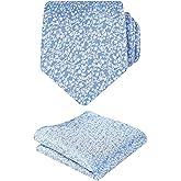 Alizeal Mens 3.15inches Light Color Rustic Tie with Flower Printed Handkerchief