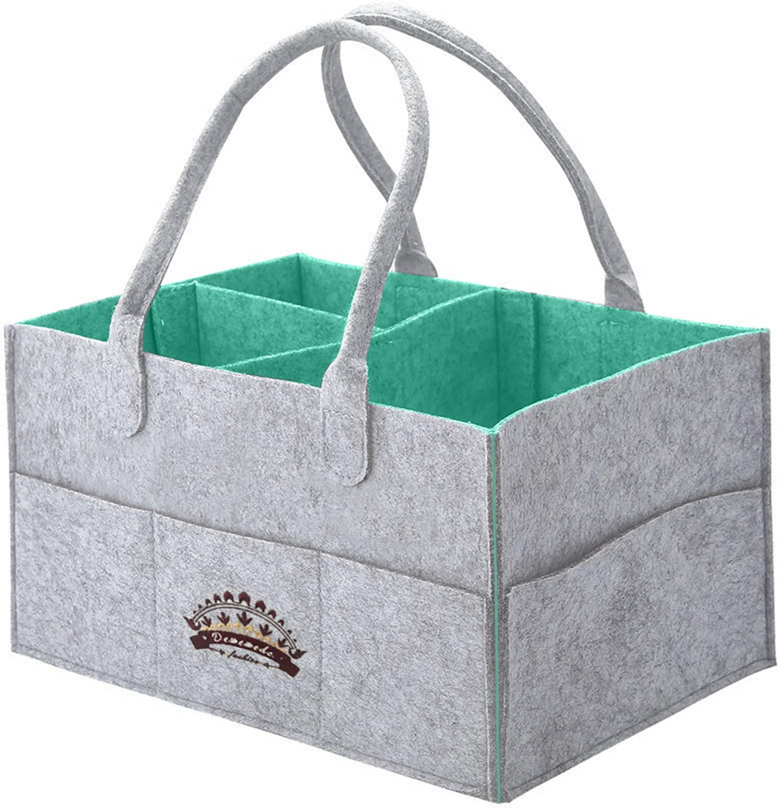 Diaper Caddy, Baby Diaper Organizer Tote - Boy Girl Nursery Cloth Caddie, Storage Basket Bin, 15.5'' x 10.5" x 7.5'', Great for Xmas Ornament Storage