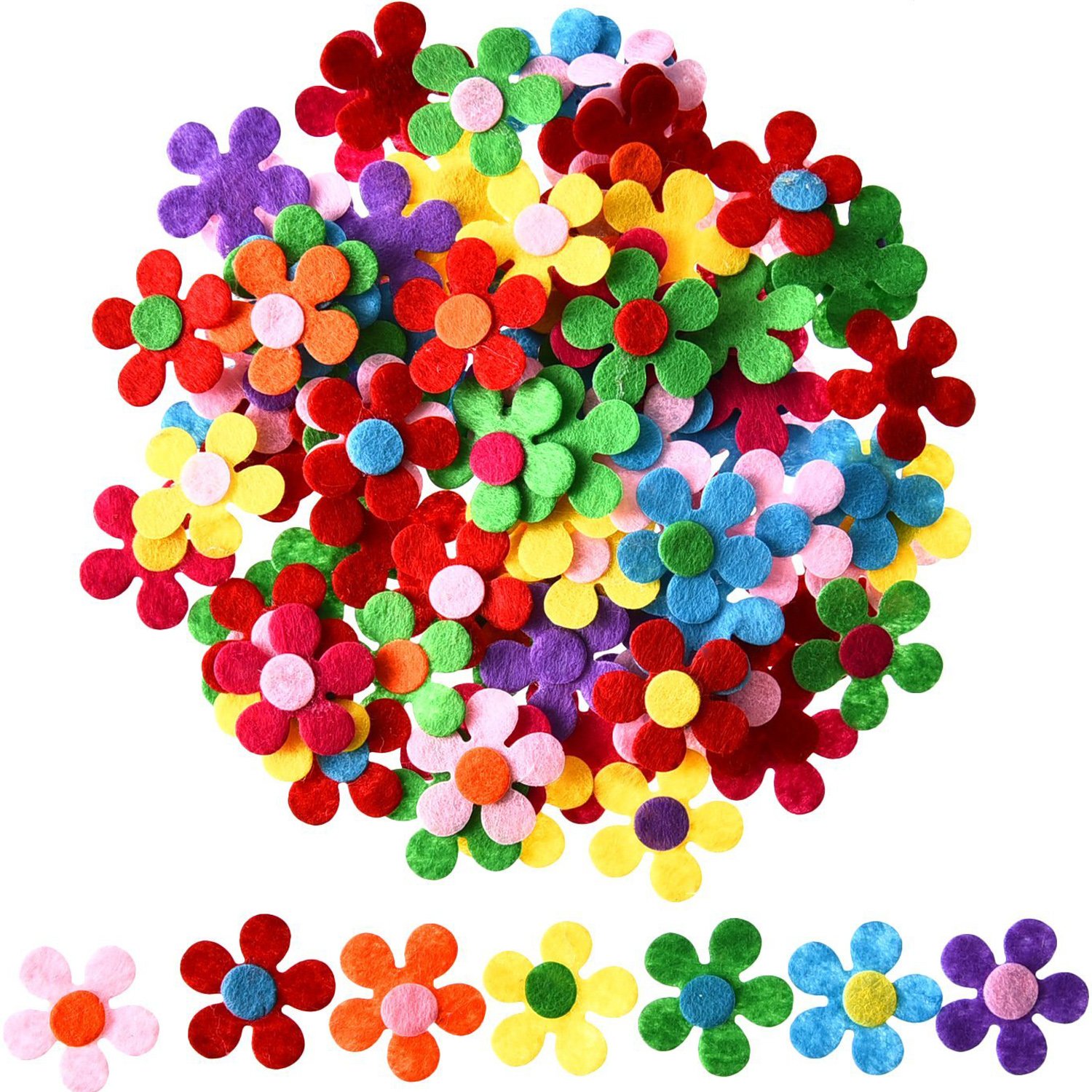 Sumind Felt Flowers Fabric Flower Embellishments for DIY Easter Crafts Decorations, Assorted Colors (100)