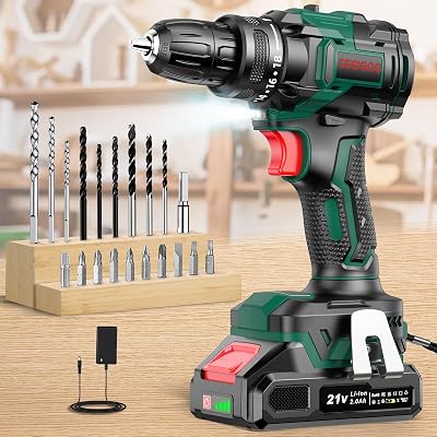 Trapano Avvitatore a Batteria Brushless 21 V, 42 N.m, 1×2,0 Ah