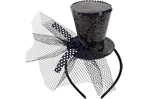 Bniksok Mini Top Hat Headband Tea Party Sequin Fascinator 1920s Gatsby Party Costume Accessory for Women Gril