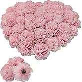 ARTIFIPLANT 40 Pcs Fake Flower Heads for Craft,3.3'' Light Pink Rose Heads Artificial Flowers,Silk Rose Heads Bulk,Satin Rose Heads No Stem for DIY Flower Well,Crafts Bouquest (40, Light Pink)