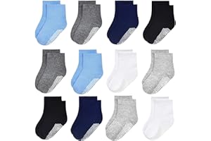 GRPSKCOS Baby Socks Non Slip 12 Pairs Toddler Anti Skid Socks for 0-7 Years Infants Little Kids Boys Girls