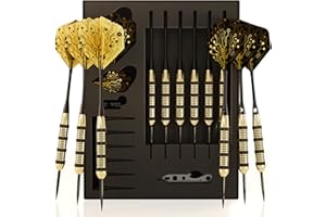 CC-Exquisite Professional Steel Tip Darts Set - 6 x 22g Brass Barrels with 12 Flights Standard/Slim, 12 Aluminum Shafts 35/48
