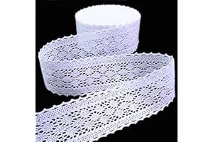 DHFLYDH White Lace Ribbon Trim Vintage Lace Ribbon Crochet Cotton Lace Edge for DIY Scrapbooking Dollies Wedding Crafts Supply (10 Yards)