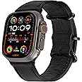 CARTERJETT EXTRA LARGE Genuine Leather Band Compatible with Apple Watch Ultra 49mm & 46mm 45mm 44mm Band - Men Women - Watch Band for iWatch Series 10 & All Models (XXL - Black)