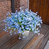 BCBLF Artificial Flowers for Outdoors, 12 Bundles Fake Outdoor Flowers, Blue Artificial Flowers with Stems, Fake Flowers for Planters, UV Resistant Outdoor Flowers, Garden Porch Window Box Décor