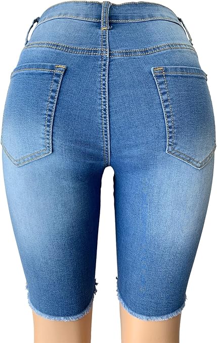 knee length denim shorts for womens