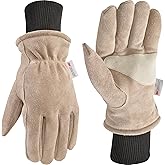 Wells Lamont Men's HydraHyde Insulated Split Leather Winter Work Gloves, Large (1196L)