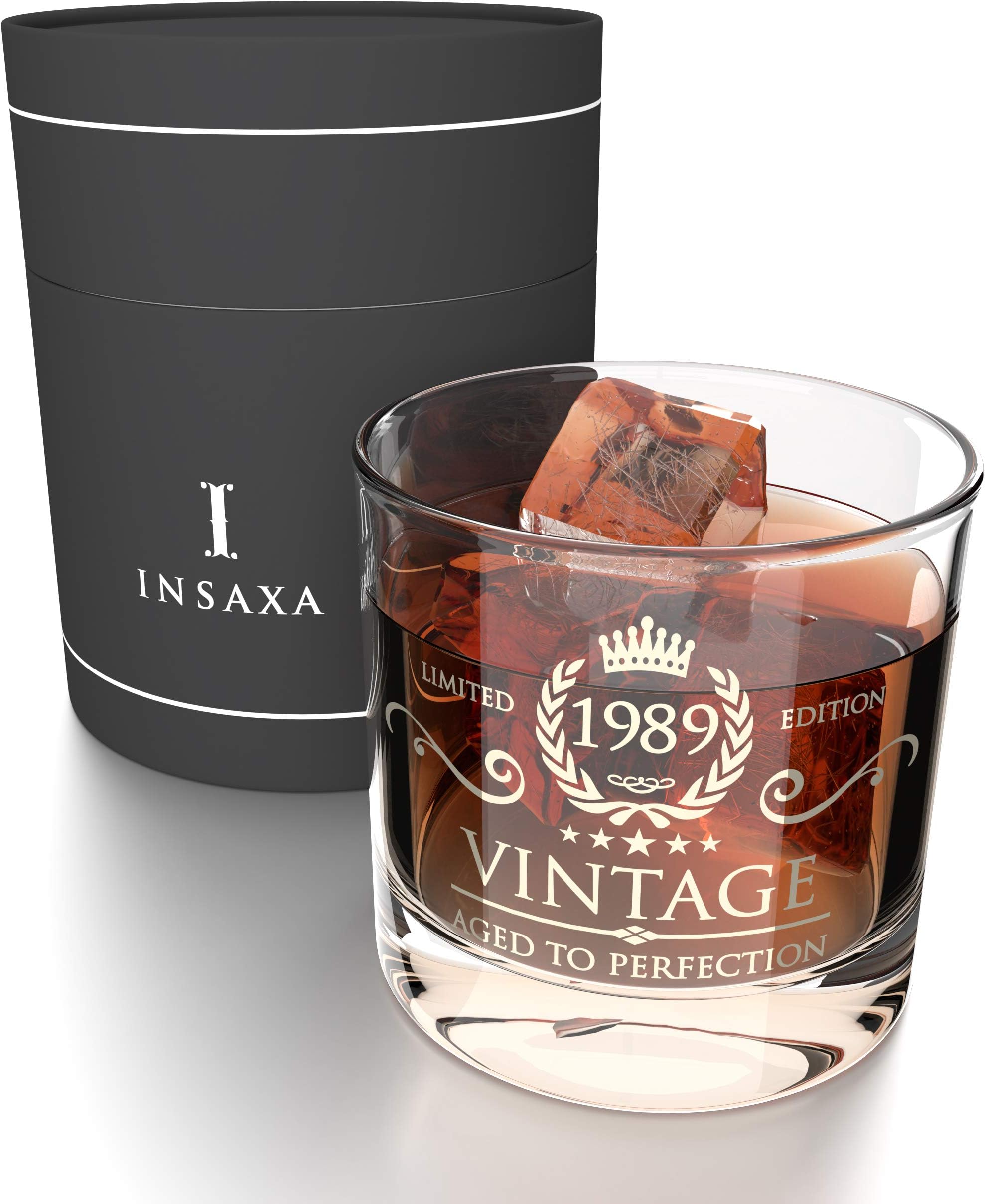 30th Birthday Gifts for Men and Women - Vintage 1989 Lowball Glass Tumbler (380ml)