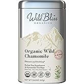 Wild Bliss Organic Chamomile Tea - Caffeine Free Calming Herbal Support - Pharmacopoeia Potency - 20 Plant Based Tea Bags