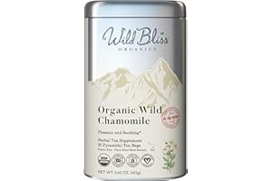 Wild Bliss Organic Chamomile Tea - Caffeine Free Calming Herbal Support - Pharmacopoeia Potency - 20 Plant Based Tea Bags
