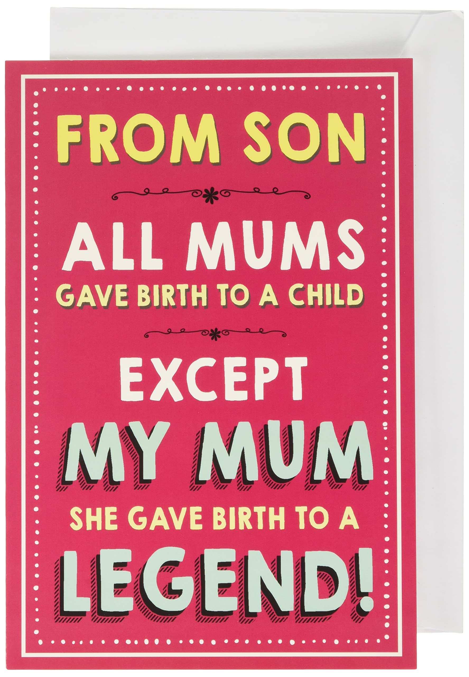 Emotional Rescue,Multi,ZXW8075 Mum Birthday Card from Son, Funny Birthday Card Mum from Son, Legend, Mum from Son, Greetings Card, 159x235mm