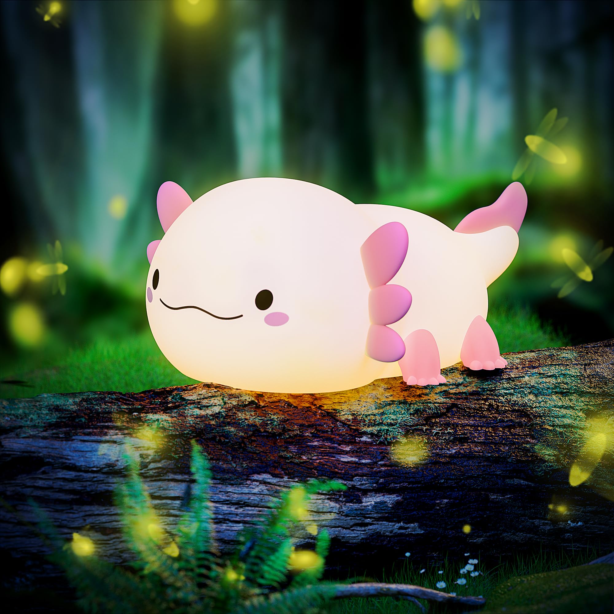 Axolotl Night Light, Cute Axolotl Lamp Kids Pink Gifts, Rechargeable Kawaii Room Decor, Axolotl