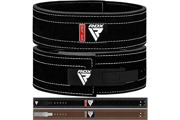 RDX Powerlifting Belt for Weight Lifting - Approved By IPL and USPA Lever Buckle Gym Training Belt 10mm Thick 4 inches Lumbar